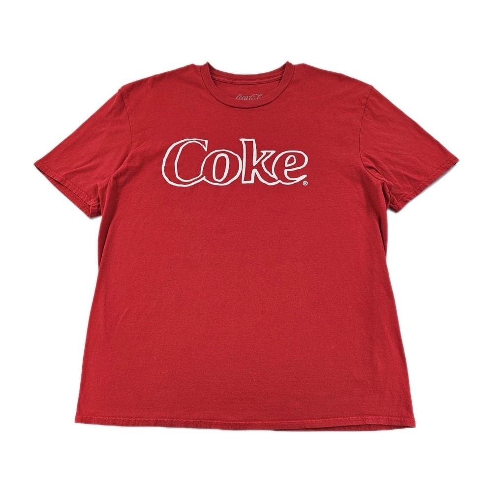 Coca-Cola Women's T Shirt XLarge Red White Hollow Font Coke Graphic Comfortable